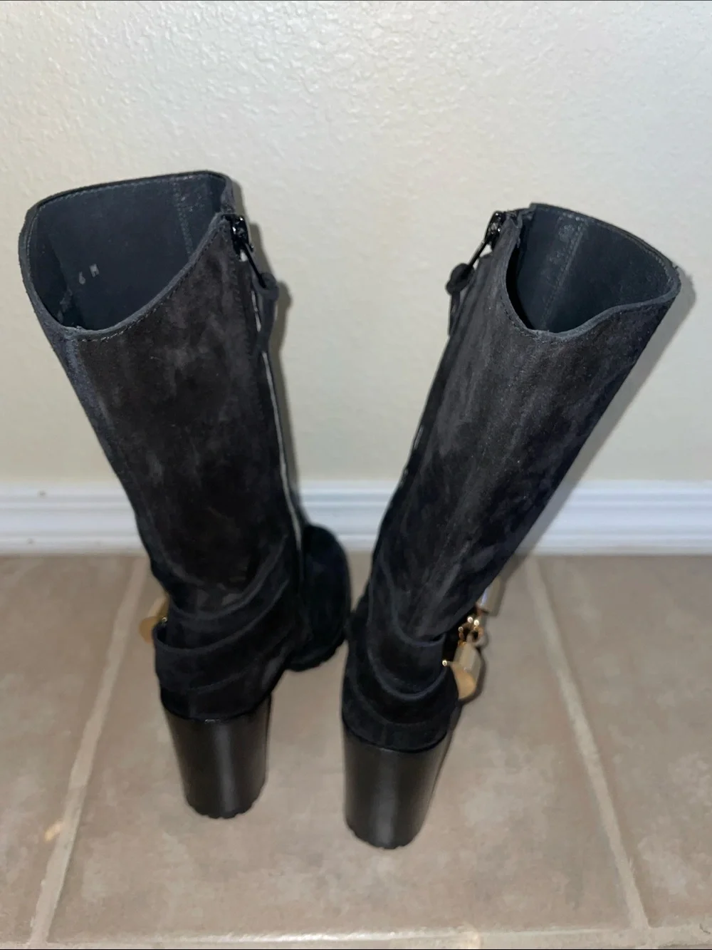 Stuart Weitzman Black Suede Over-the-Knee Boots